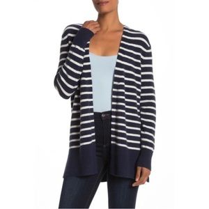 Madewell Navy + White Striped Cardigan Sweater